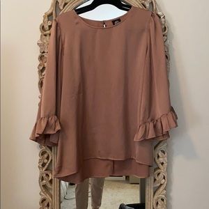 Blush/Rose blouse with ruffle sleeves